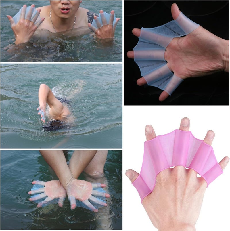 SquEqu 3 Pair Swim Paddles Hand Swim Fins Booster Swimming Training Hand Paddles Silicone Webbed Swimming Training Swim Gloves for Snorkeling Scuba Lap Flipping Water Resistance Water Aerobics - Image 5